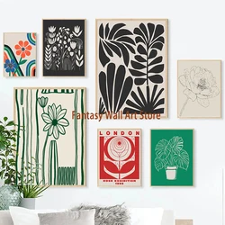 Abstract Floral Art Prints Poster Abstract Botanical Flowers Leaves Poster Canvas Painting Boho Home Room Aesthetic Wall Decor