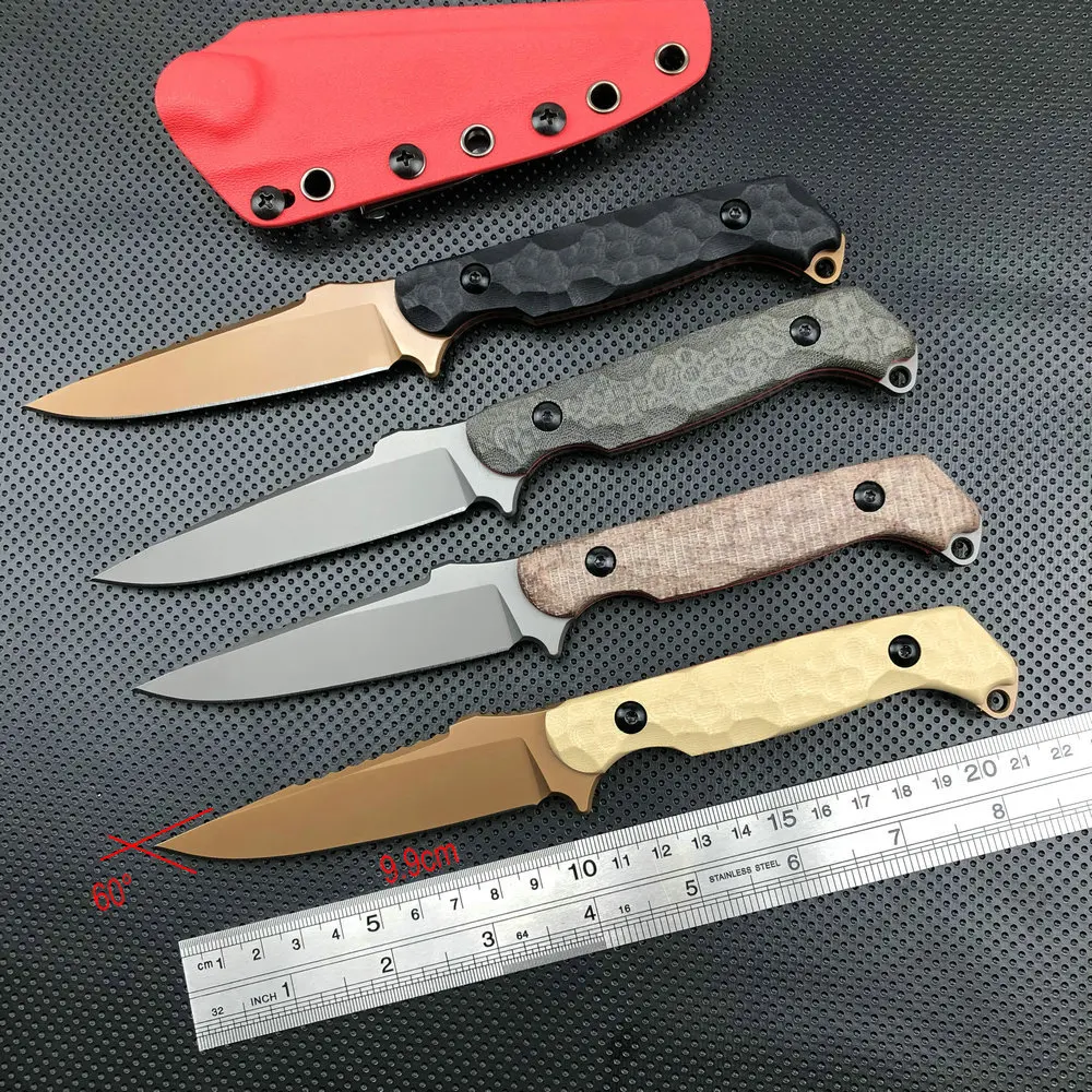 TRSKT Cool Hunting Knives,D2 Survival Camping Knife,Pocket Unboxing Knife,Edc Tool Flax/G10 Handle With Kydex Droshipping