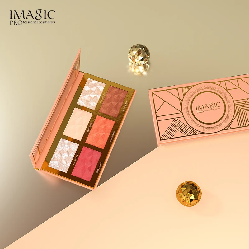 IMAGIC New 6-color Hybrid Highlight Blush Palette Rouge Makeup Blush Palet Blush Contour Shadow Facial Cosmetics