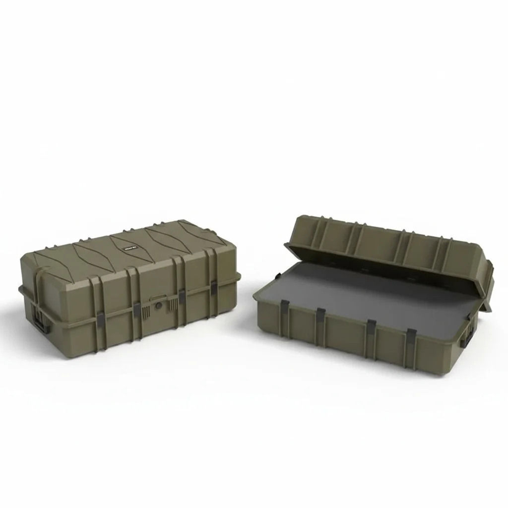 

Heavy Duty Equipment Case, 1140x643x419mm Hard Plastic, Stackable Tool Case, Shockproof Instrument Case, Tactical Gun Safety Box