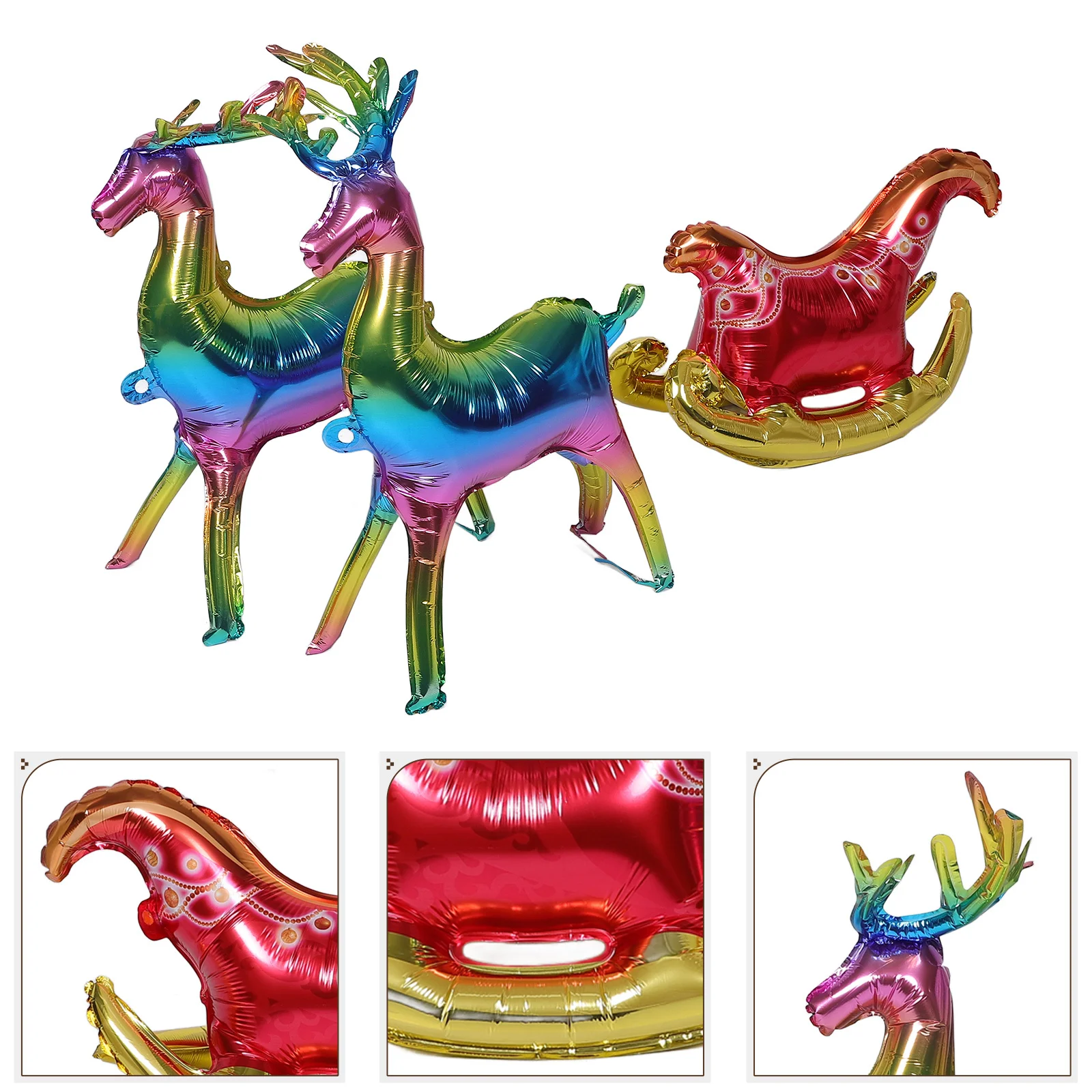 

1Set Christmas Reindeer Sleigh 3D Aluminum Foil Balloon Set Xmas Party Decoration Winter Holiday Inflatable Balloon