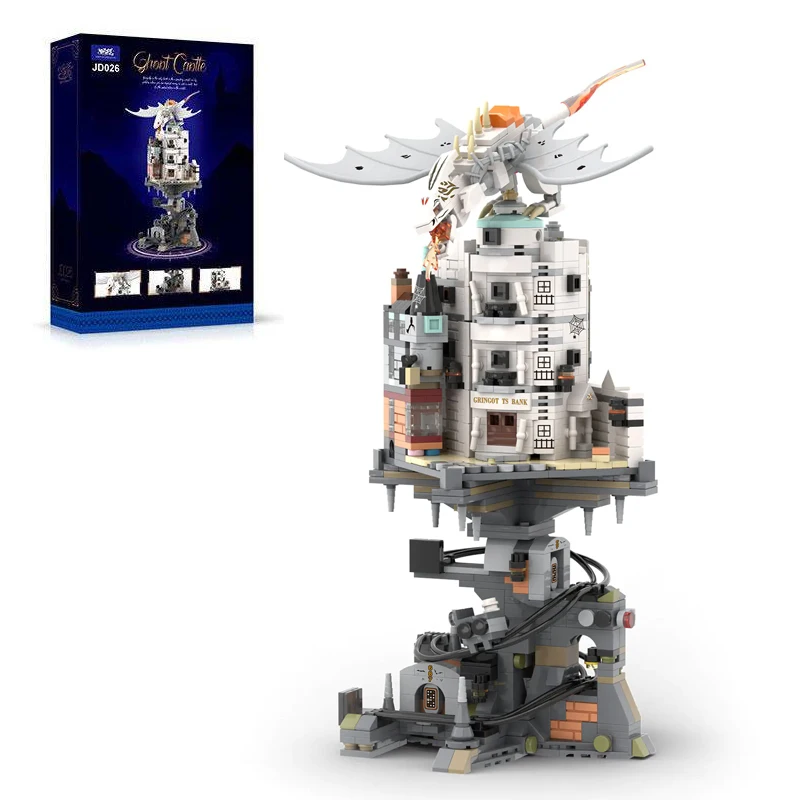 1056PCS MOC Gringotts Wizarding Bank Building Blocks ชุด Creative Magic World Dragon MINI รุ่นอิฐปริศนาของเล่นของขวัญสําหรับผู้ใหญ่