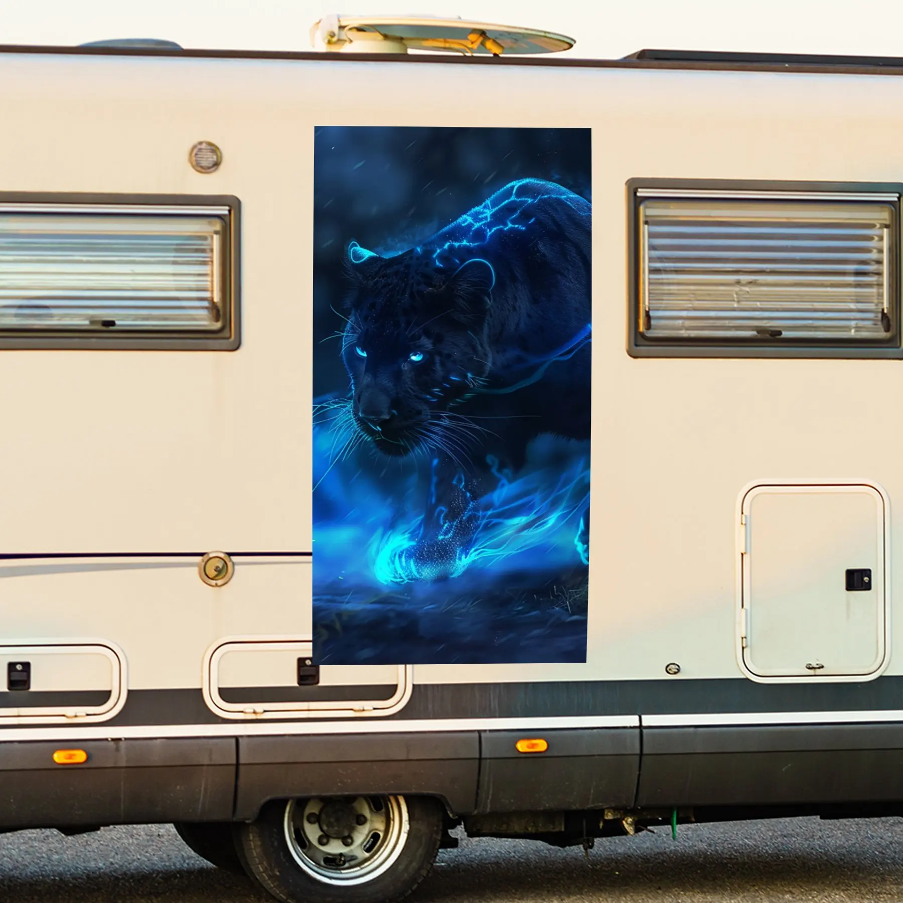 

Виниловая наклейка Mystic Blue Panther Cat для двери автомобиля на колесах, водонепроницаемые самоклеящиеся виниловые наклейки, декоративная защита Autom