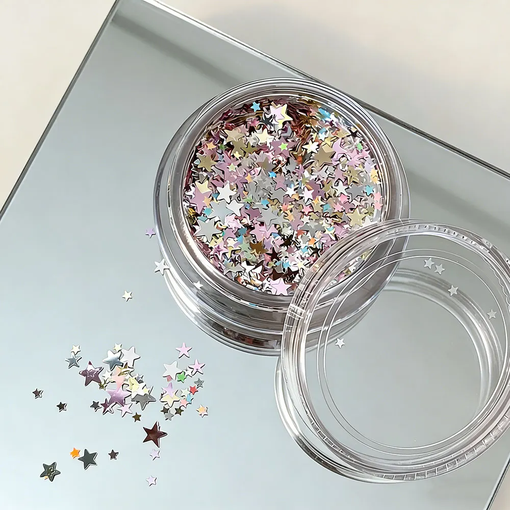 1box Sparkly Shining Mini Star Nail Sequins Mixed Candy Color Stars Nail Charms Laser Holographic Starry Nail Art Decorations D2