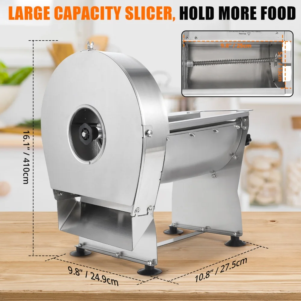 Vegetable Fruit Slicer Electric Food Slicing Machine Thickness Adjustable Stainless Steel Vegetable Cutter for Potatoes Tomatoes