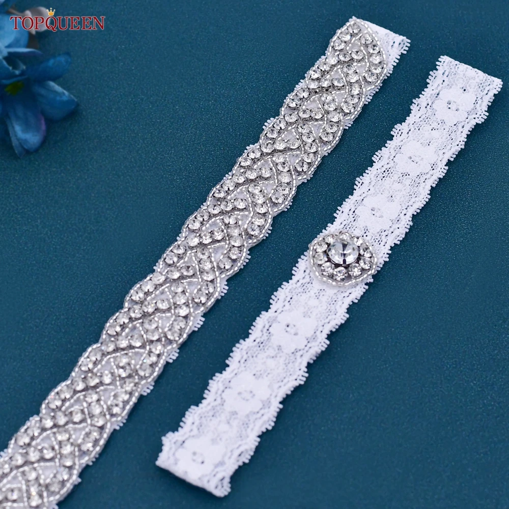 TOPQUEEN S216-D Fahion Sexy Wedding reggicalze in pizzo ragazza strass Party Bridal Women Lingerie Cosplay Leg Ring reggicalze