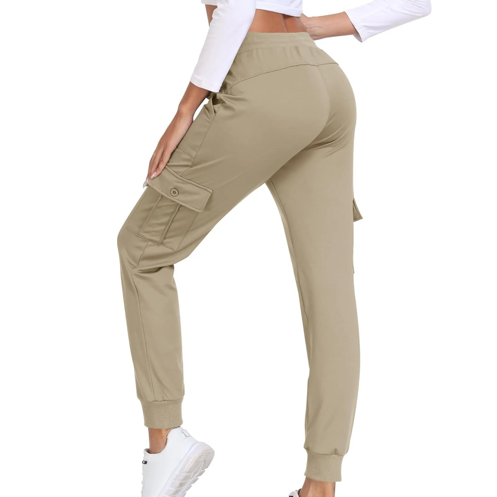 Women's Solid Color Baggy Slimming Running Fitness Pants Pocket Girdle Foot Cargo Pants Long Pants pantalones de mujer