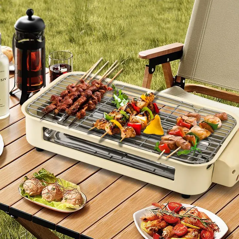 Pukomc Electric Smokeless Indoor Grill, Non-Stick Cooking Removable Plate, Portable Korean BBQ Grill with Removable Temperature