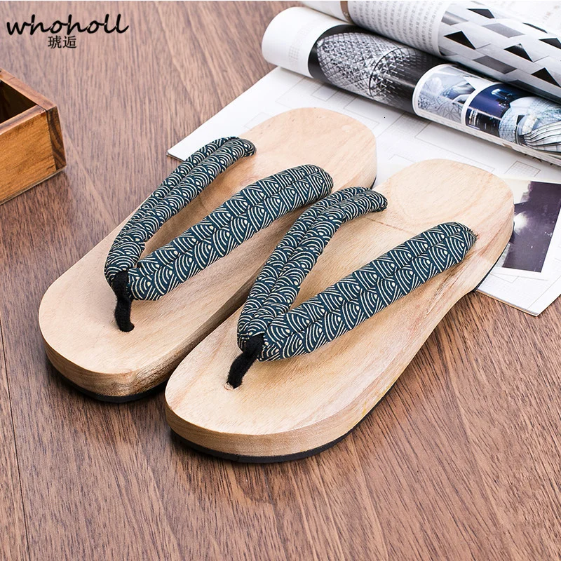 WHOHOLL Original Geta Man Women Japanese Clogs Wooden Geta Flip-flops Comiket Kimono Shoes Cosplay Slides Slippers Flat Shoes