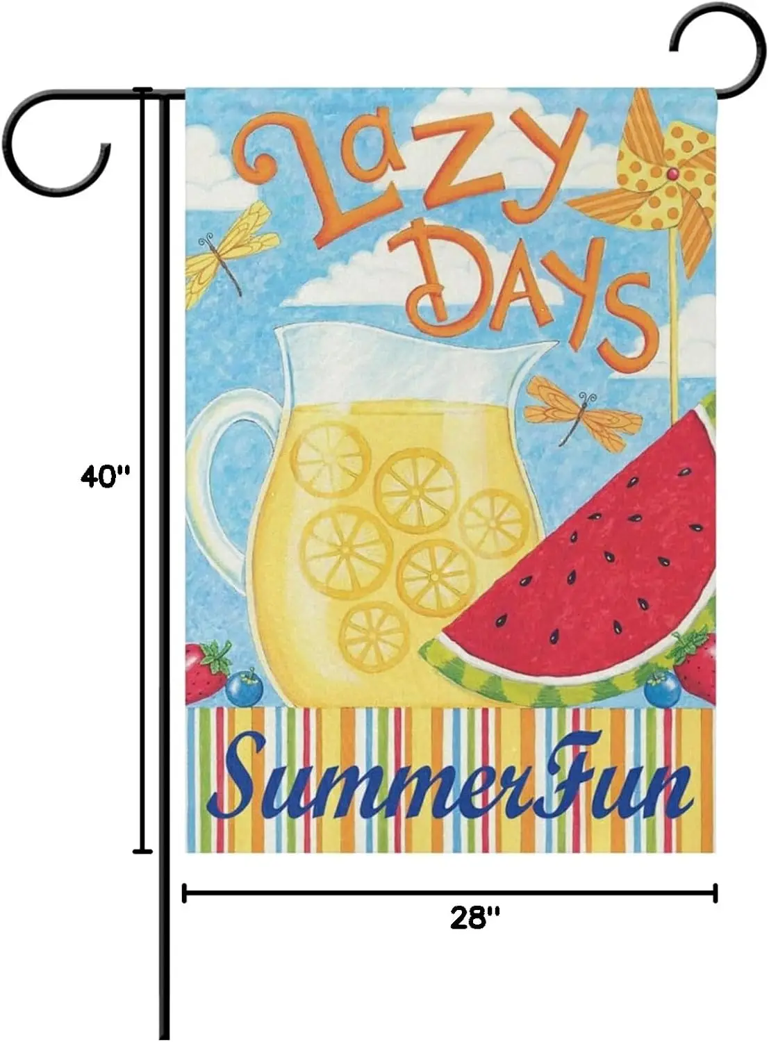 مرحبا الصيف البطيخ حديقة العلم 28x40 بوصة مزدوجة الوجهين الزخرفية كسول أيام الاستوائية الليمون ساحة الأعلام لربيع TTW