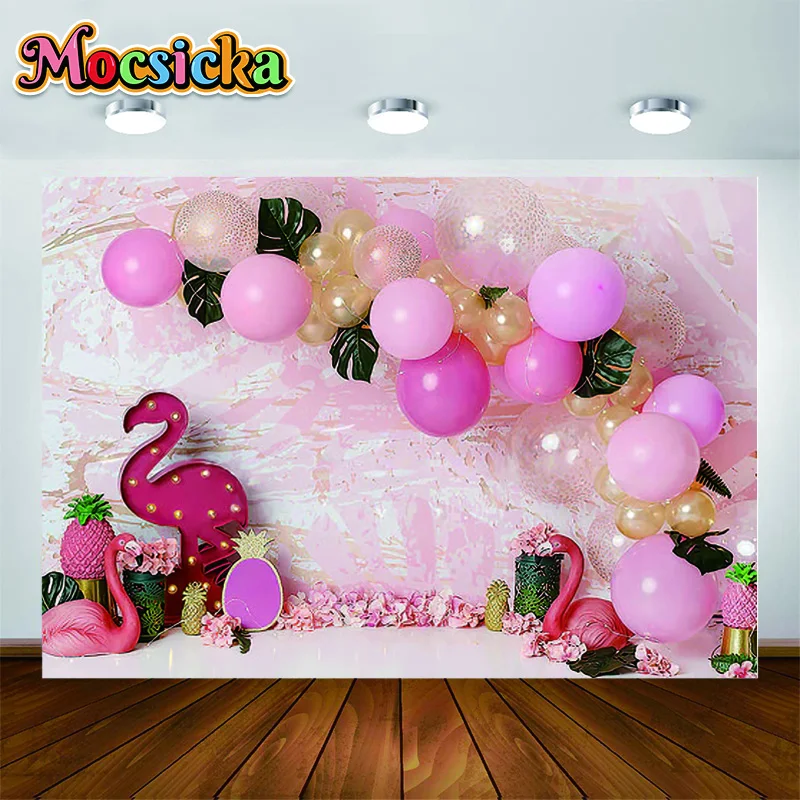 

Pink Flamingo Photographic Backgrounds Cake Smash Decor Newborn Photography Backdrop 1st Year Children Birthday Photo Banner