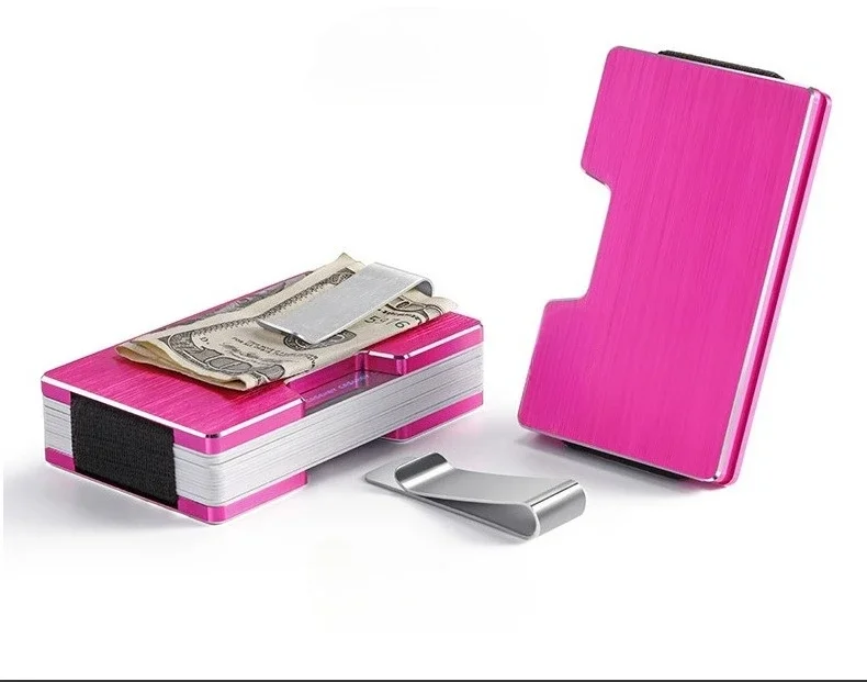 RFID-Kreditkartenetui, minimalistisch, schlank, Metall-Geldbörse, luxuriöser Geldscheinklammer aus Edelstahl, kleiner Mini-Kartenetui aus Aluminium für Herren – Detail 6