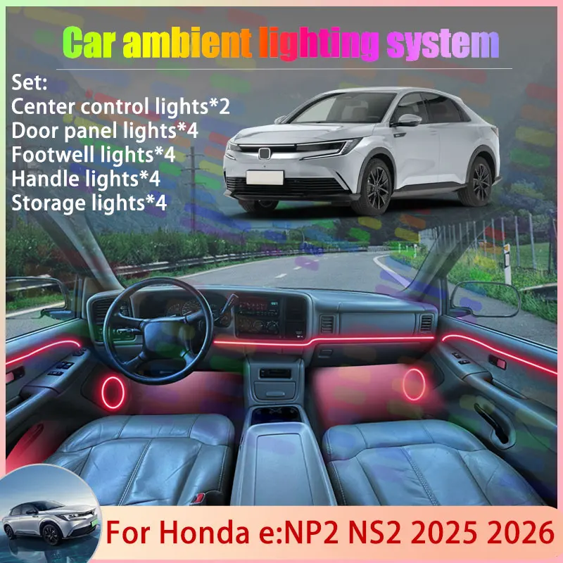 

Для Honda e:NP2 NS2 2025 2026 2/18 в 1, автомобильная атмосферная лампа, RGB абажур, ансамбль, стример, набор атмосферных деталей, аксессуары