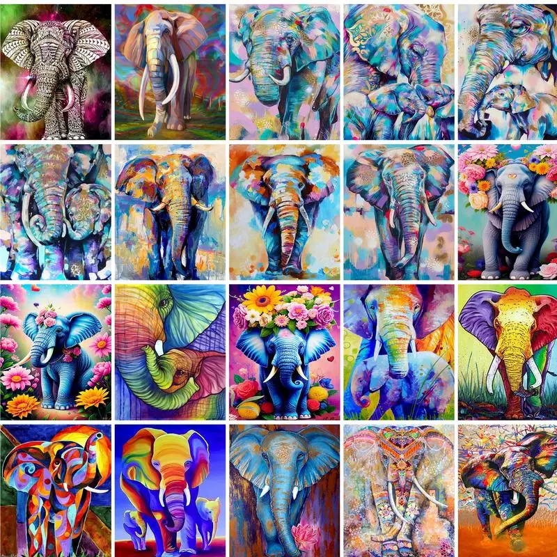 

GATYZTORY Modern Painting By Numbers Elephant Decorative Paintings For New Year Unique Gift For Handiwork Animals For Adults Kid