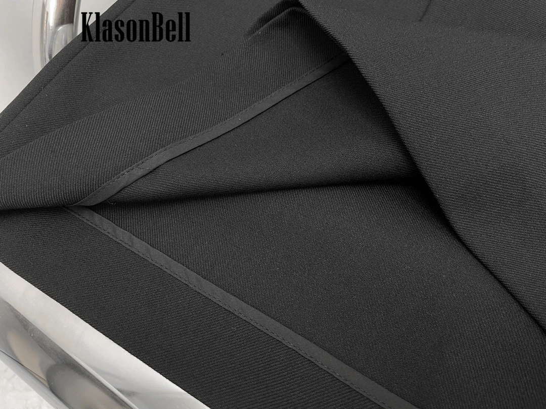 9.7 KlasonBell Women\'s 2024 Autumn New Wool Blend Black All-matches Long Skirt Elegant High Waist Split Straight Skirt