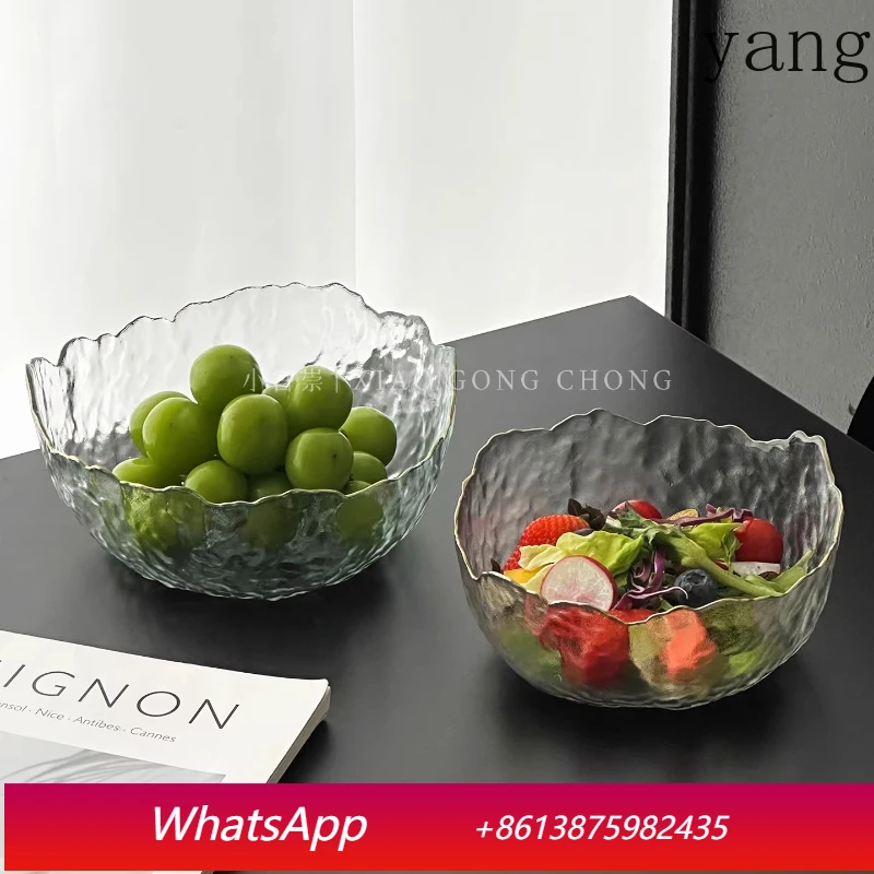 LMM transparent glass bowl vegetable salad bowl high value hammer crystal fruit plate