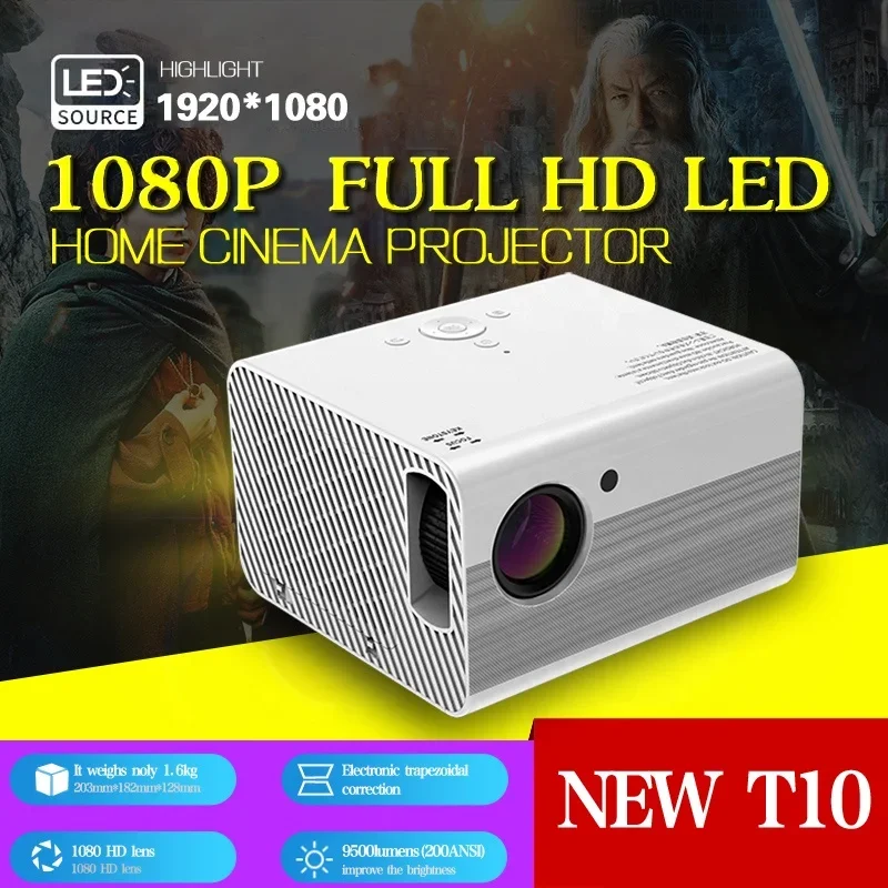 New Projector Yinzam T10 Android 1080p Full HD Home Theater Projectors with 6000 Lumen 1920x1080p Native Resolution Proyector