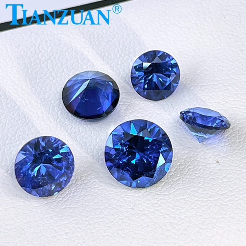 

Lab Grown Sapphire Cornflower Blue Sapphire Round Shape Diamond cut Synthetic Corundum Gemstone with inclusions loose stone