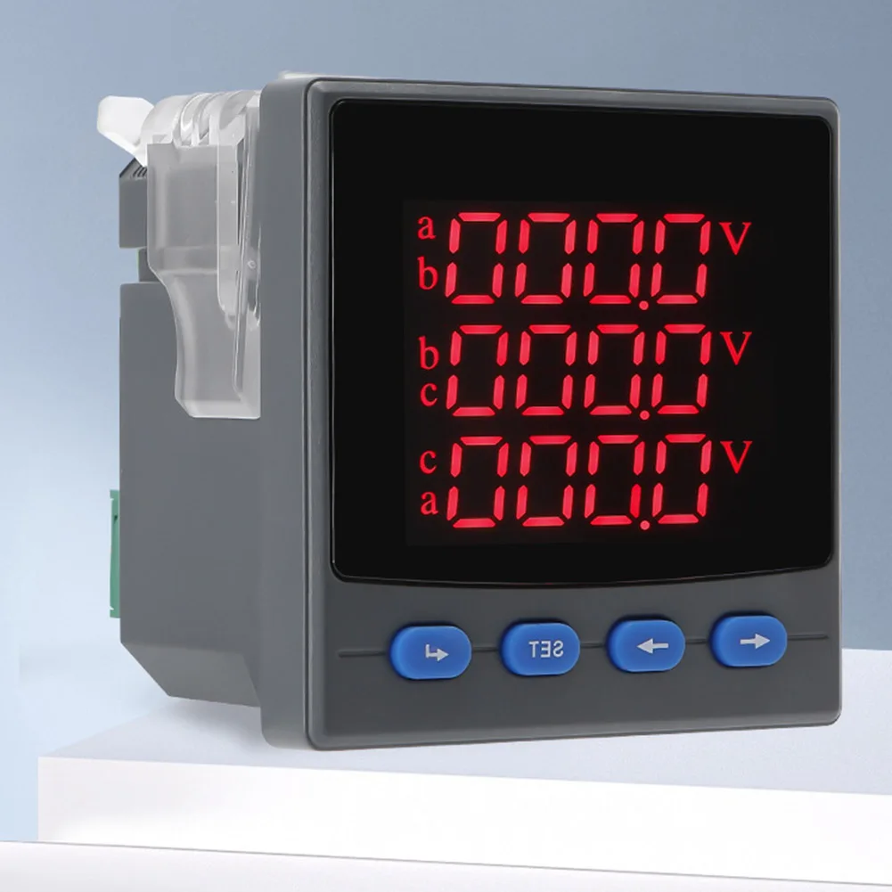 Three Phase AC Voltmeter with 72x72mm Panel Cutout 67x67mm Opening and AC/DC 89-265V Power Supply Compatibility