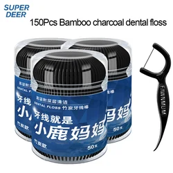 150pcs Fawnmum Bamboo Charcoal Dental Floss Dental Cleaning Toothpicks Cleaning Oral Care Tool