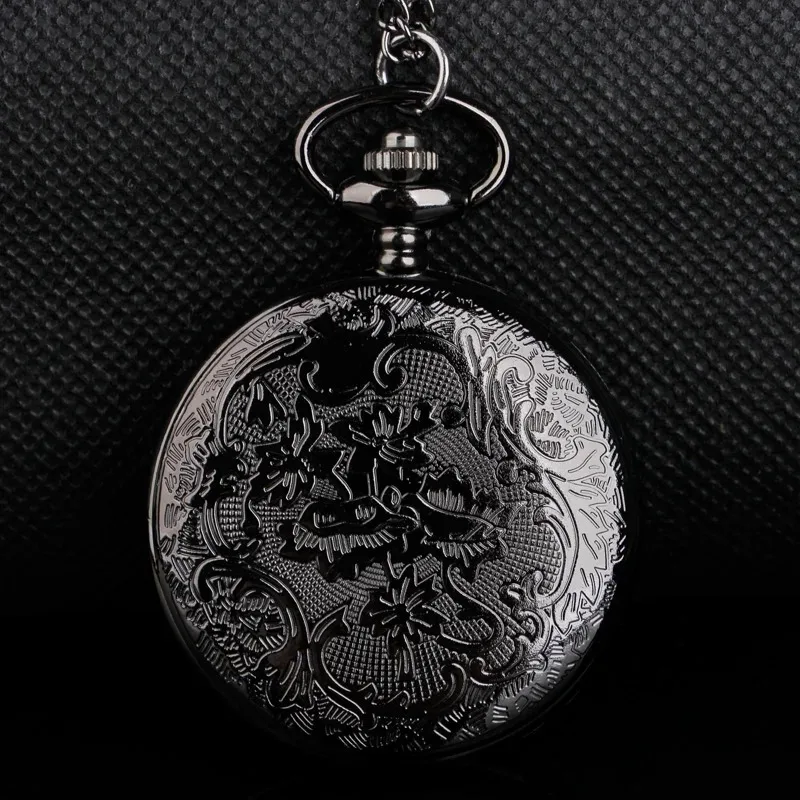 골드 할로우 꽃 검은 석영 주머니 시계 고품질 중립 목걸이 타이밍 펜던트 남성과 여성의 주머니 시계 Renoj