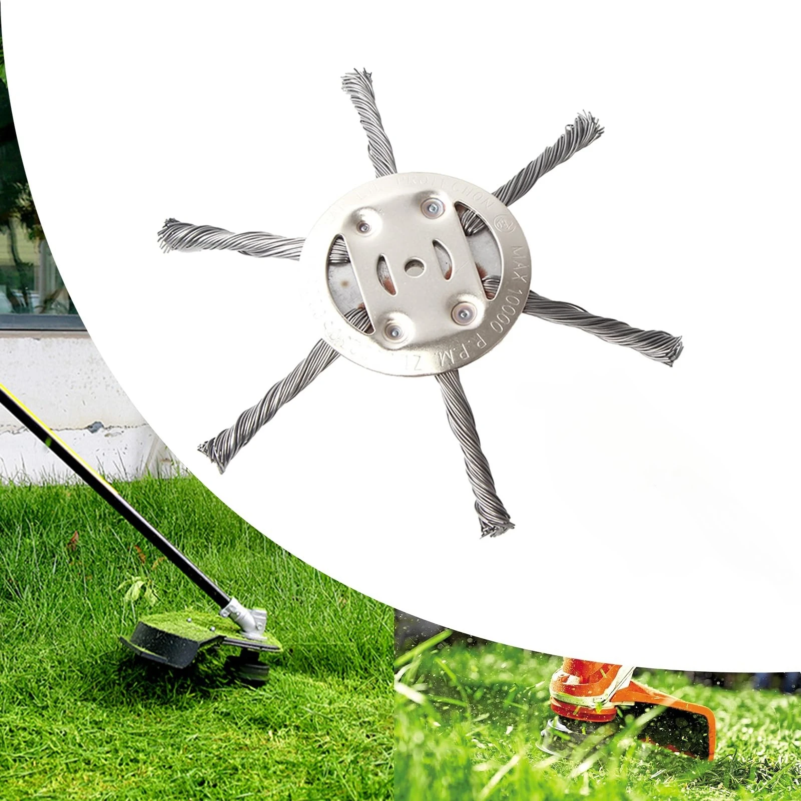 High Efficiency Weed Brush Head Steel Wire Wheel Durable for Grass Trimmer Lawn Mower Moss Rust Removal Garden Outdoor Use