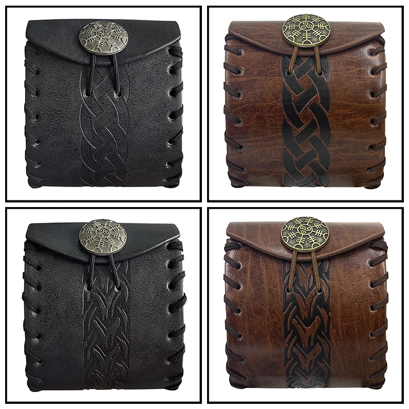 Medieval Small Square Bag Nordic Viking Style Retro Waist Bag Men Crossbody Bags Square Coin Purse Storage Bag Cosplay Props