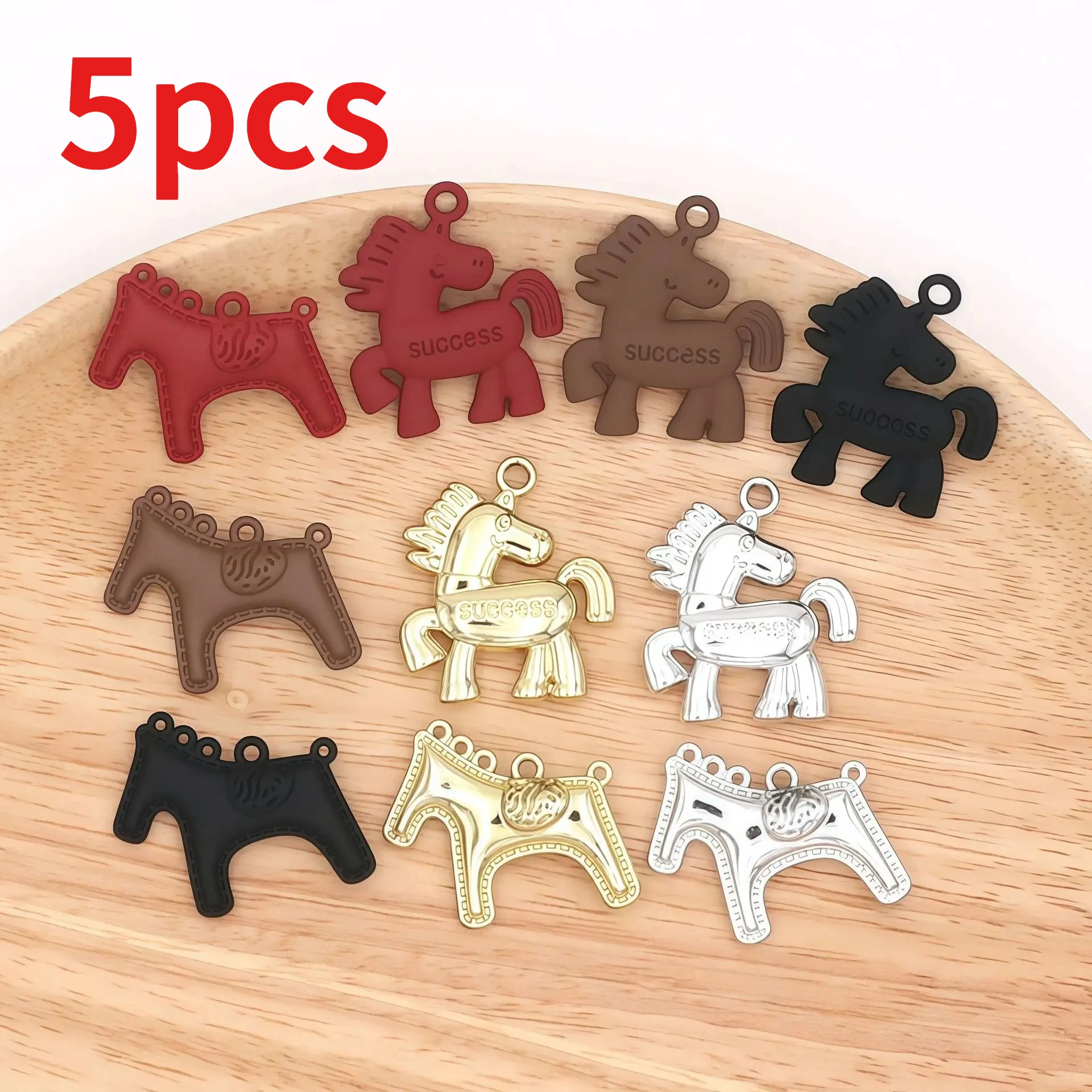 

5pcs Alloy Painted Frosted Surface Zodiac Horse Charms Pendant for DIY Earrings Keychains Car Pendants Jewelry Accessories