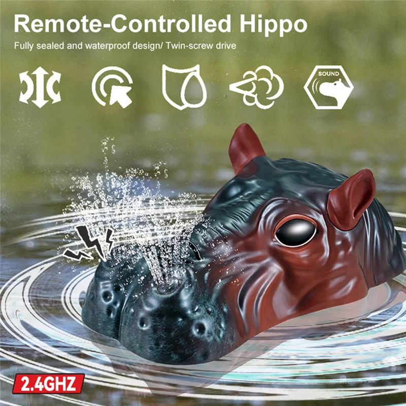 Barco rc simulação hipopótamo brinquedo de controle remoto à prova dwaterproof água elétrica animal fresco piscina ao ar livre brinquedos das crianças para crianças