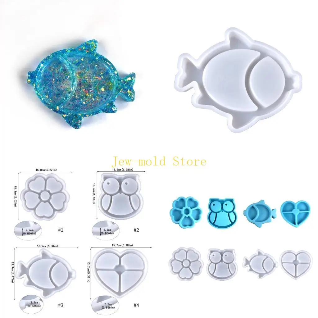

C71B Trinket-Storage Box Silicone Mould Fish Container Resin Mould Epoxy Casting Jar Mould DIY-Resin Craft Table Office Home