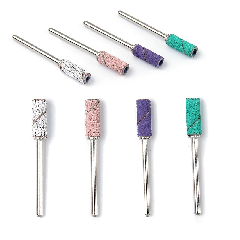 80/60pcs 3mm Mini Nagel Schuurbanden met 1pc as Set Elektrische Boor Boor Dode Huid verwijderen Pedicure Polijsten Accessoire