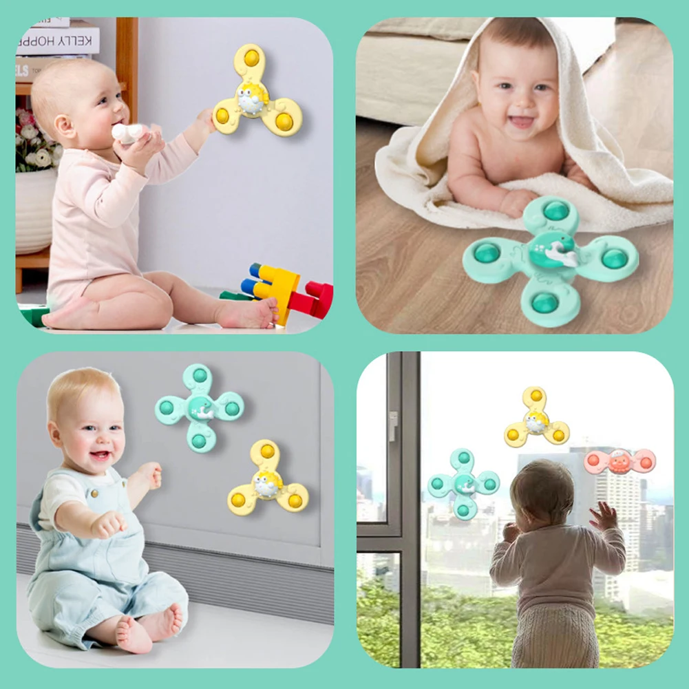 1pcs Cartoon Insect Rotating Rattle Baby Toys For 0-36 Months Finger Spinner Toys Educational Baby Games Bath Toys For Children