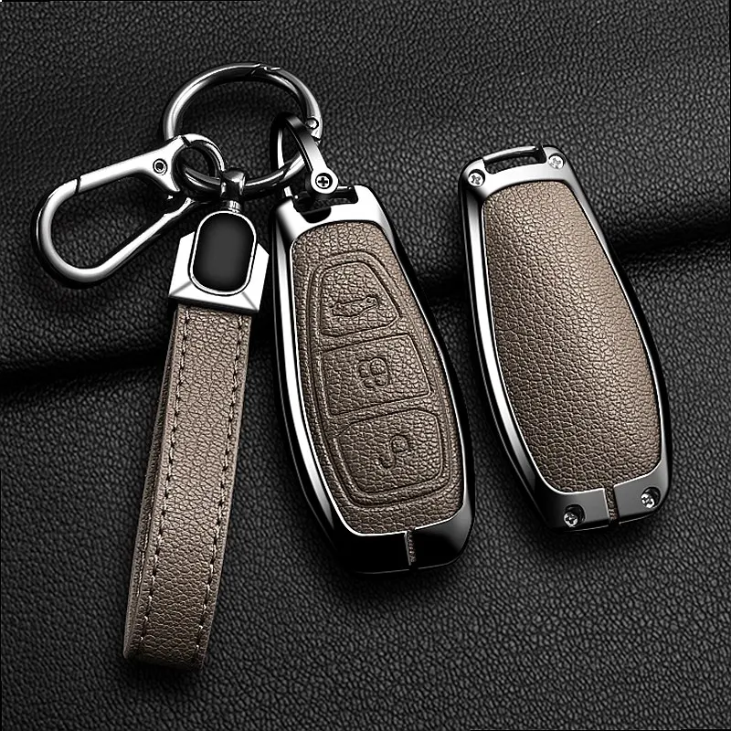 Suitable Car Leather Remote Key Case Cover for Ford Focus 3 4 ST Fiesta Fusion Kuga Ecosport Mondeo MK3 MK4 Protect Accessories - view 5
