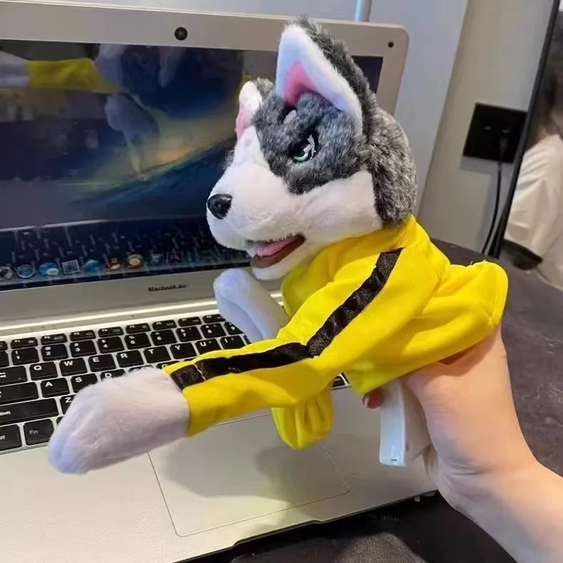 2025 Kung Fu Animal Toy Husky Gloves Doll Children's Game Plush Toys Husky Boxing Interactive Hand Puppet Toy with Sounds