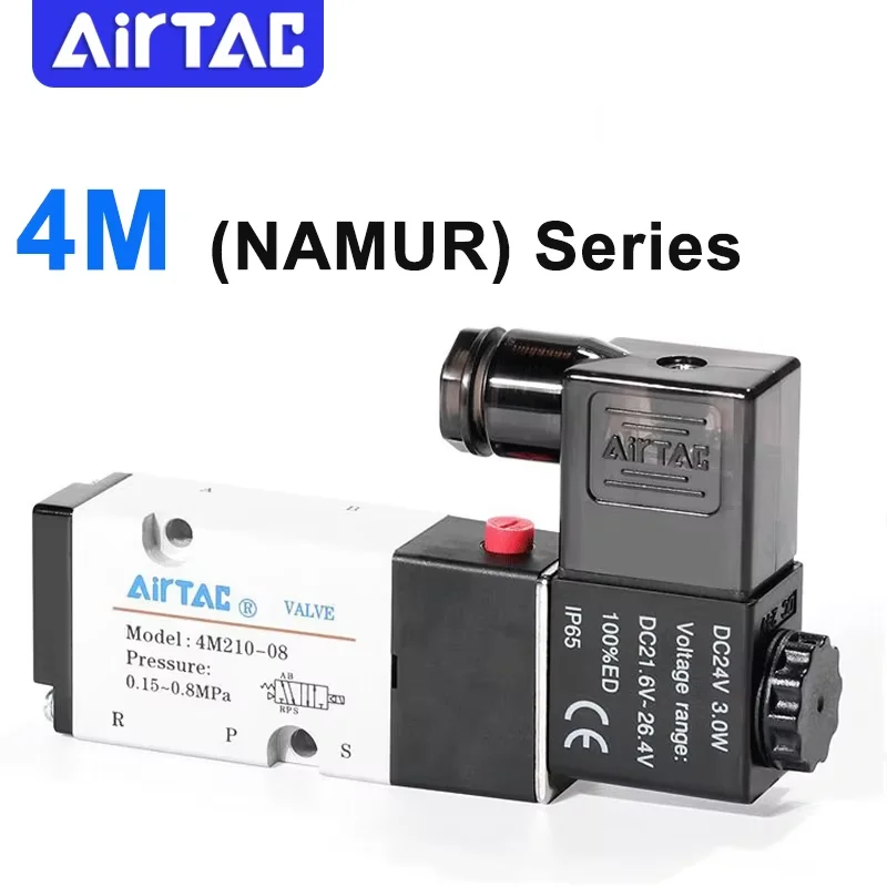 Airtac 4M210-08 4M310-10 4M410-15 Solenoid valve(5/2 way) Control Directional Valve Side Panel Installation DC24V AC220V DC12V