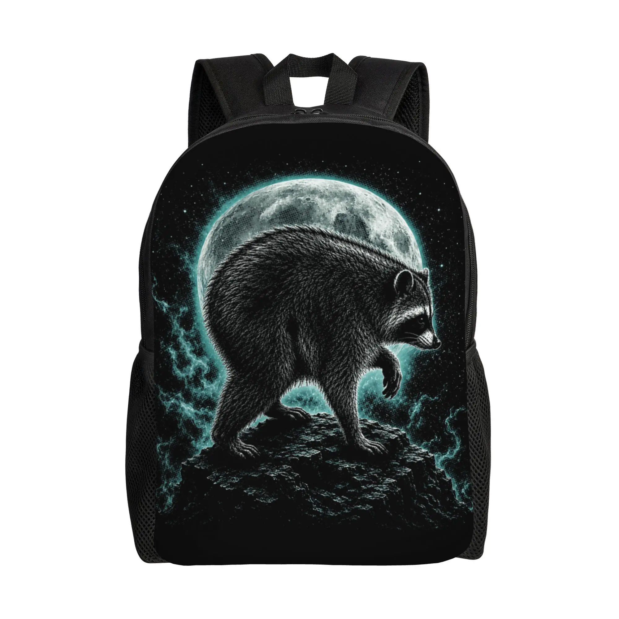 Raccoon Timothy Team Jimothy Moon Backpack  Streetwear Backpacks Student Unisex Travel Pattern High School Bags High Rucksack