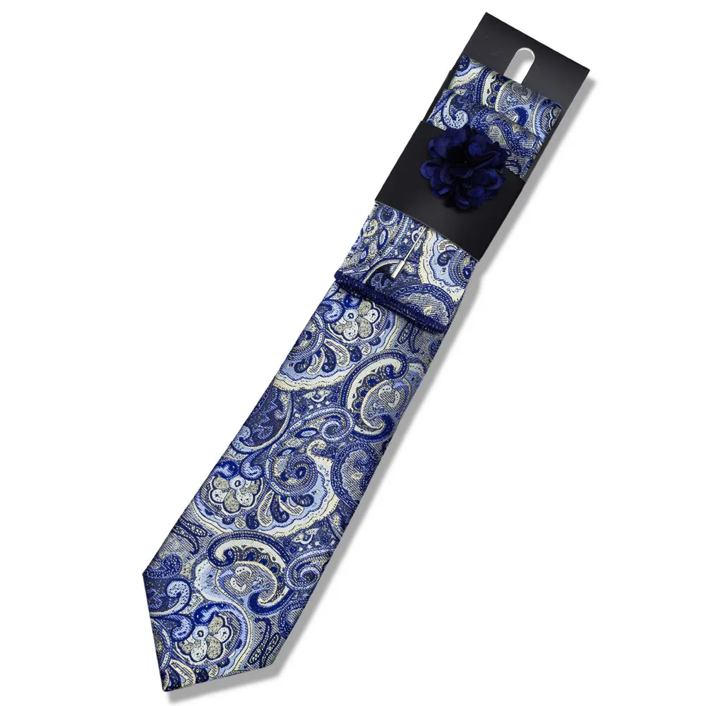 Paisley Men's Tie 3-Piece Set, Commonly Used Suit Accessories for Business, Work, Weddings, and Parties