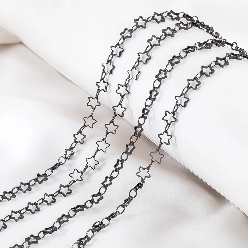 1Meter Gun Black Hollow Star Copper Chain for Jewelry Making DIY Neckalce Bracelet Accessories image 3