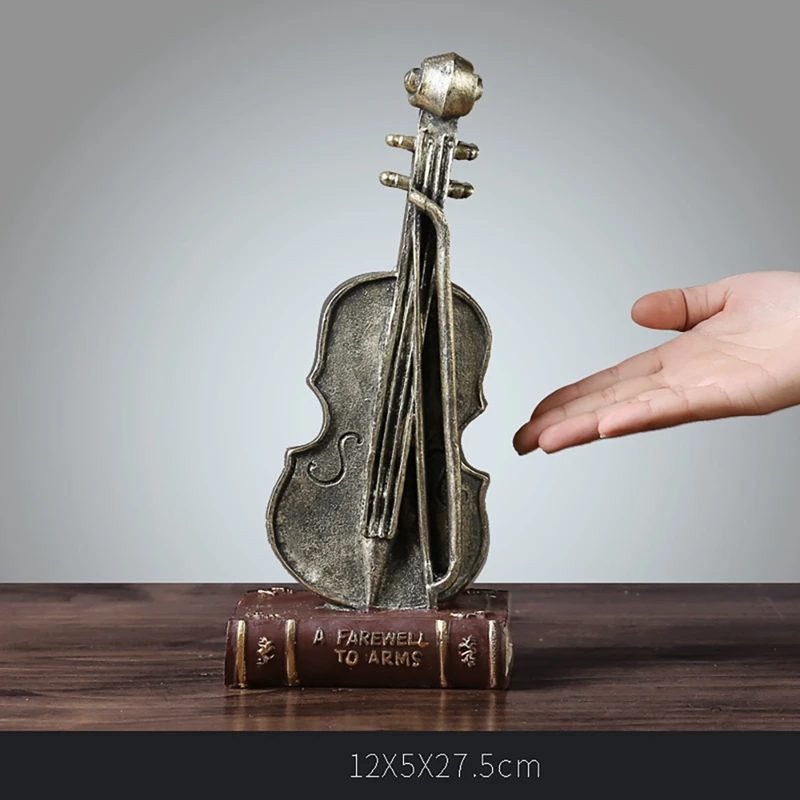 

Retro Classic Musical Instruments Decoration Violin Saxophone Sculpture Decor Living Room Home Resin Crafts