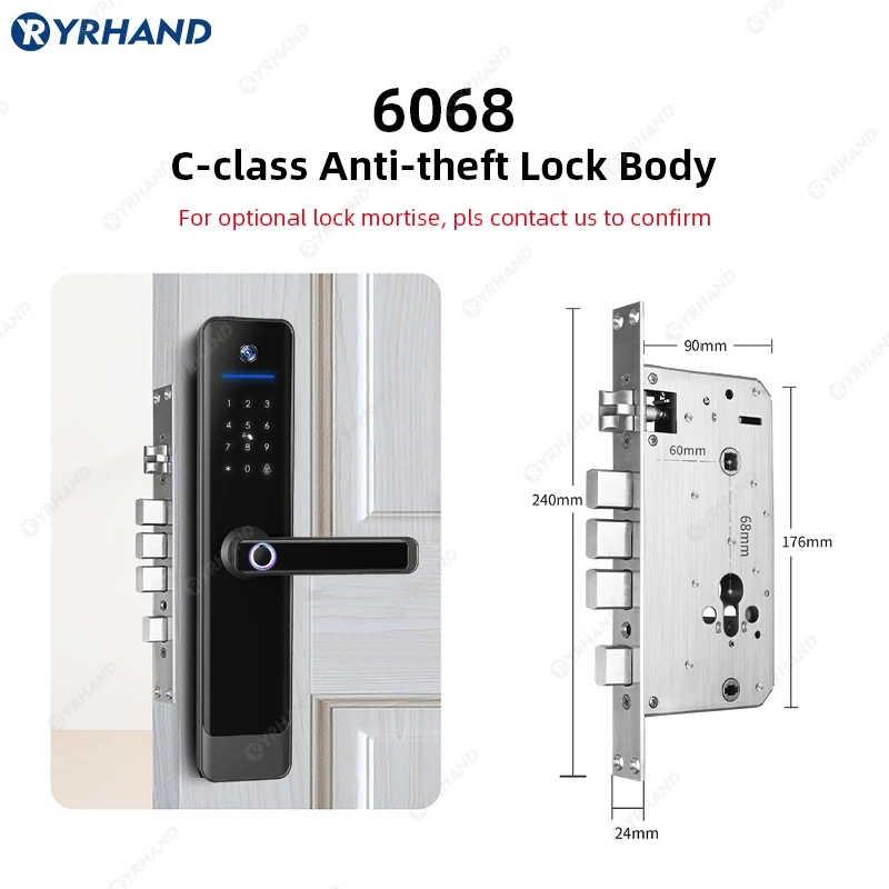 YRHAND Tuya Wifi Camera Video Intercom Lock App Remote Unlocking Digital Electronic Biometrics Waterproof With Screen Smart Lock