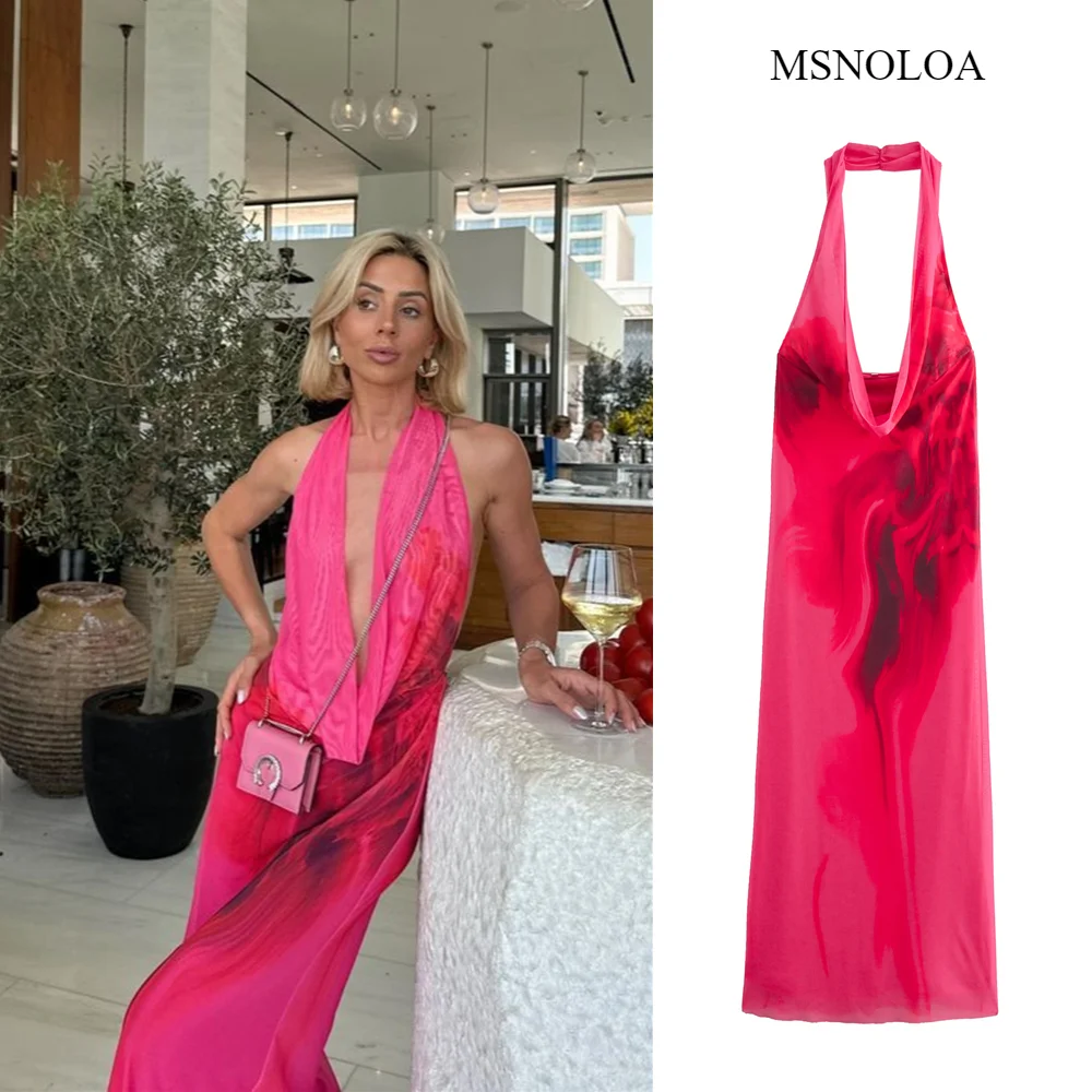 

Elagant Halter Sleeveless Long Dresses For Women Sexy Backless Hip Package Female Long Dress 2024 Summer Lady Evening Party Robe