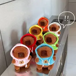 Fluffy Capybara Keychain Gift Cute Plush Hoodie Capybara Pendant Cartoon Soft Capybara Doll Decoration Birthday Gifts