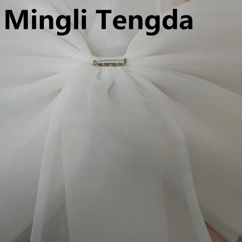 Mingli Tengda Organza Detachable Butterfly Knots Removeable Bow Big Long Trailing  White/Black Custom Made Bowknot With Pin