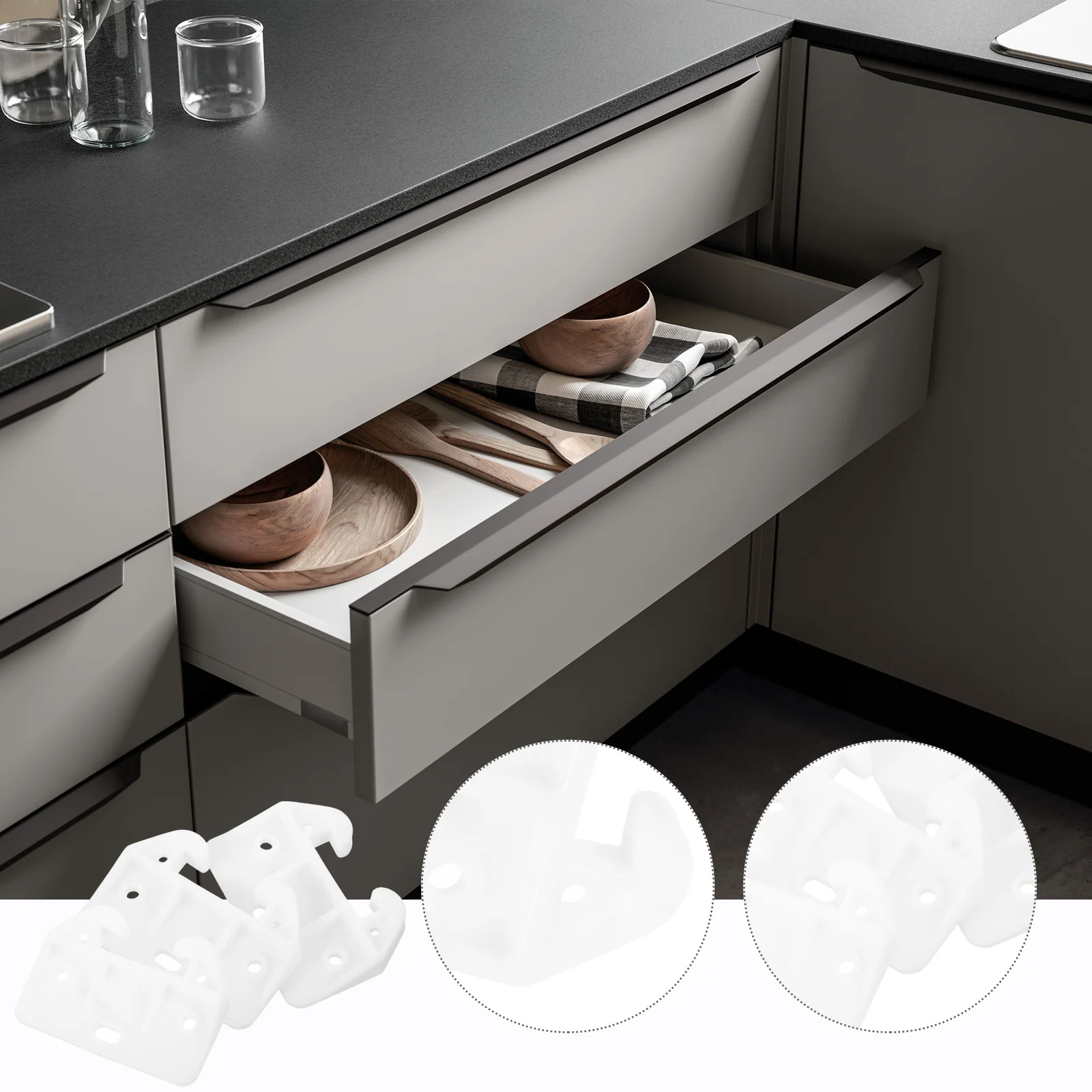 

15Pcs Plastic Drawer Stops Large Size Design Firm Crab Shaped Guide Rails Bumpers for Cabinets Dresser Wardrobe Kitchen