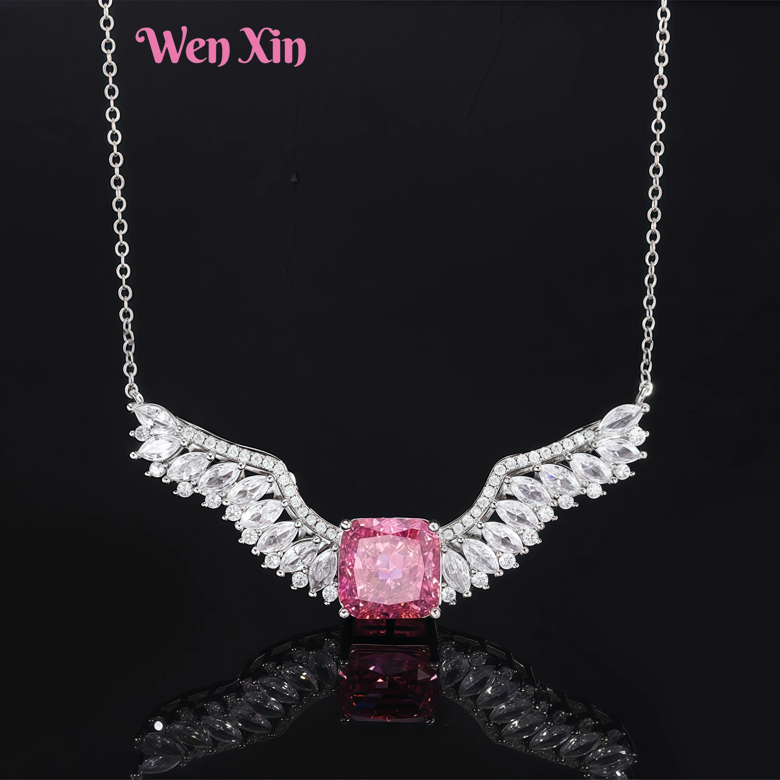 

WENXIN Brand MUSHAN MCT Fashion New High Quality Necklace Copper Inlaid Angel Wing Pendant Necklace For Women pendant