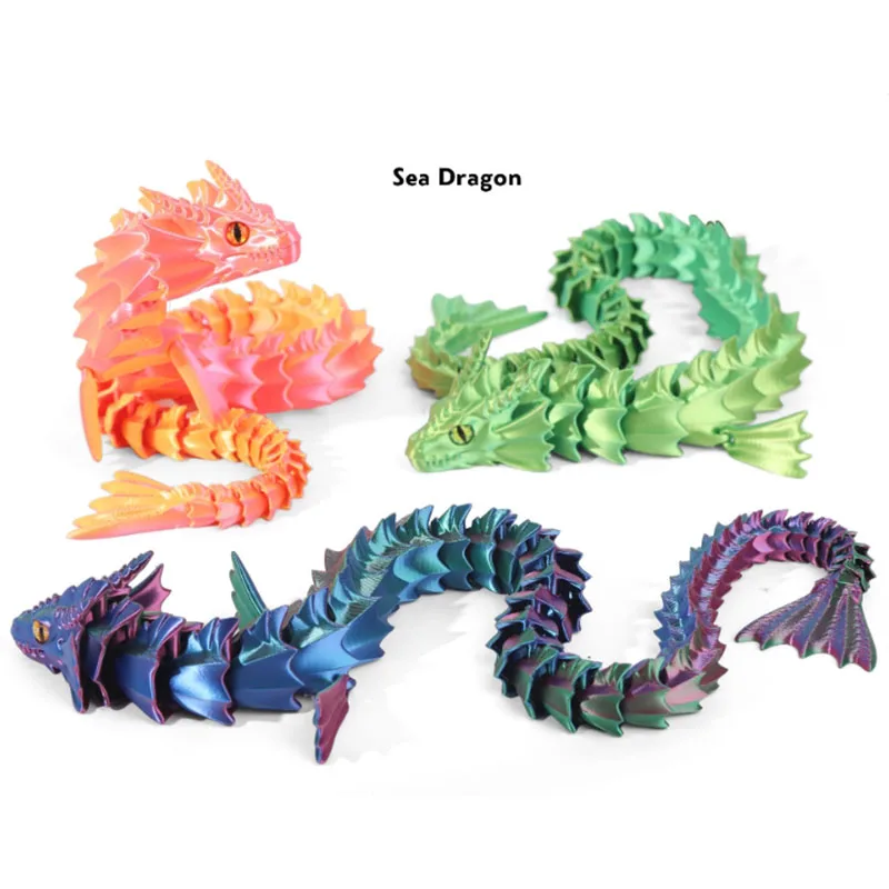 

44cm 3D Printing Sea Dragon Water Dragon Toy Model Creative Gift Cool Chinese Dragon Crafts Home Decoration Joints Movable