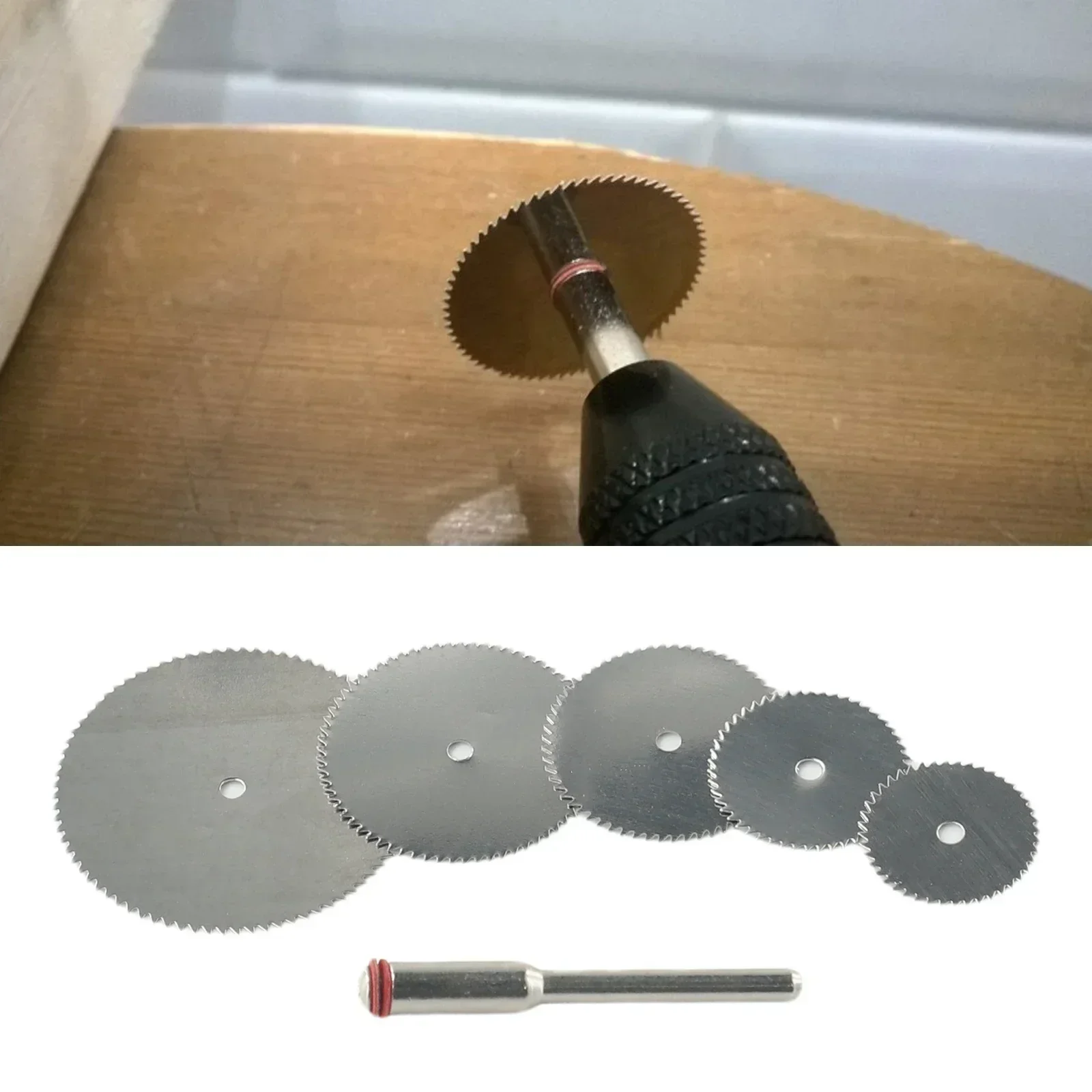 5PCS Mini Circular Cutting Disc With Mandrel Stainless Steel Saw Blade For Dremel Metal Cutter Power Tool Replacement 3mm Silver