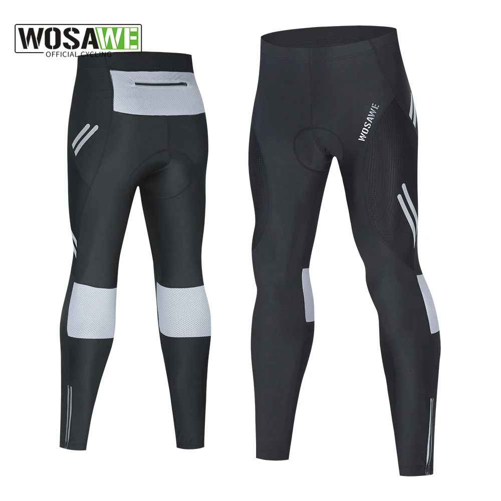 WOSAWE الرجال سروال ركوب الدراجات الطريق دراجة الجوارب تنفس الدراجات طماق طويلة ثلاثية الأبعاد مبطن MTB دراجة السراويل لخريف ربيع #1