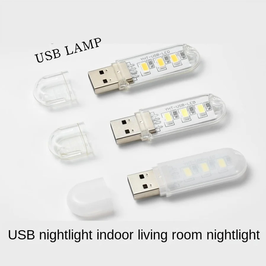 Lampe de livre LED USB, 3 ampoules SMD, alimentation 5V, blanc chaud, 5000-6500K, 3000-3500K, veilleuse, éclairage intérieur