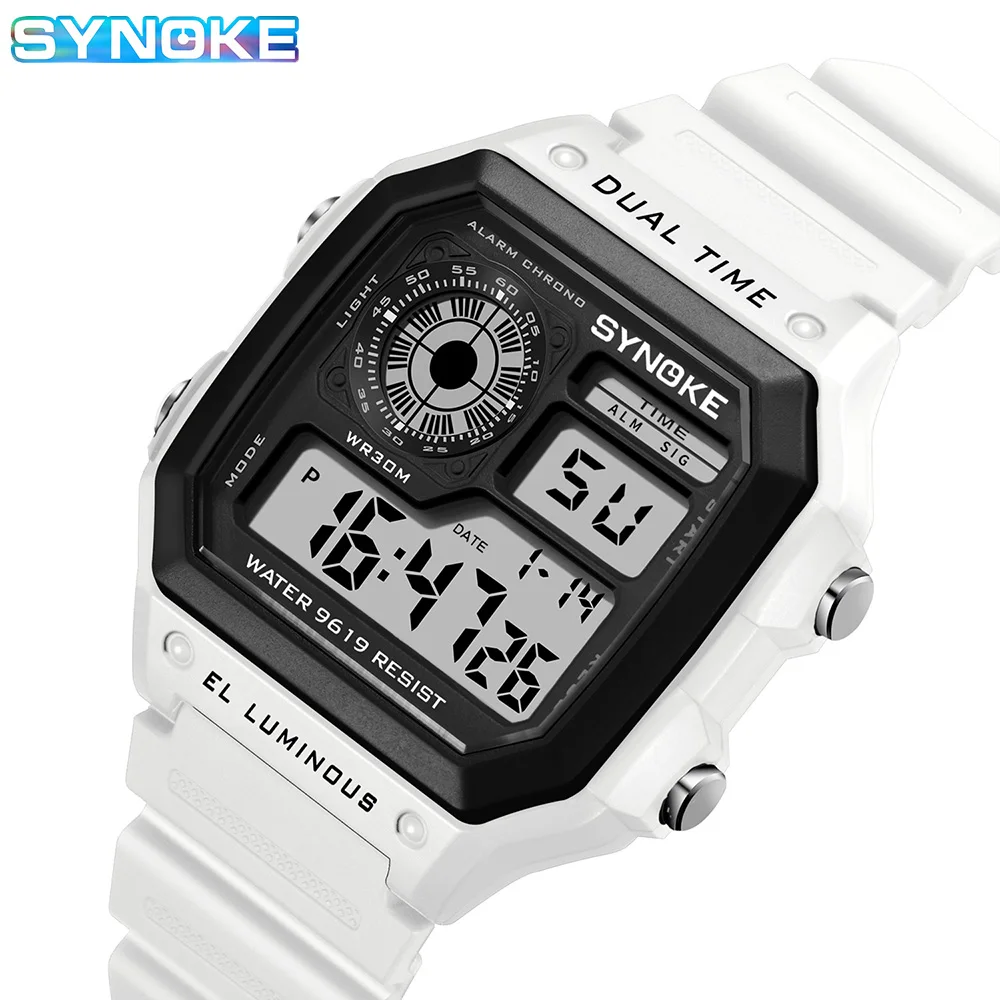 SYNOKE Digital Watches Lady Sports Luminous Multifunction Waterproof Chrono Wristwatch Outdoor Girls Fashion Student Watch